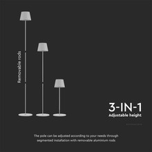 LED Презаредима настолна лампа 4W 3000K IP54 Бяла SKU 7007 V-TAC