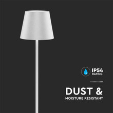 LED Презаредима настолна лампа 4W 3000K IP54 Бяла SKU 7007 V-TAC