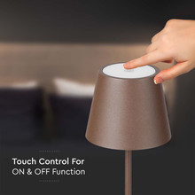 LED Презаредима настолна лампа 4W 3000K IP54 Кафява SKU 7008 V-TAC