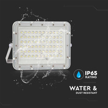 15W LED Соларен Прожектор 6400K Сменяема Батерия Бяло Тяло SKU 7843 V-TAC