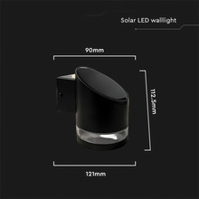 LED Соларна Стенна Лампа 1W 3000K IP44 Черна SKU 10384 V-TAC