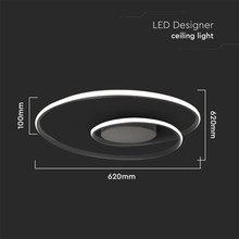 48W LED Designer Ceiling Light 600*50MM Triac Dimmable 3000K Black