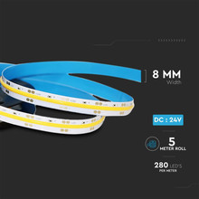 LED Лента 24V 3000K 280 диода 10W на метър IP20 SKU 212652 V-TAC