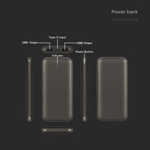 Външна Батерия 10000mah 2A 30CM Тип C Кабел Сива SKU 23037 V-TAC