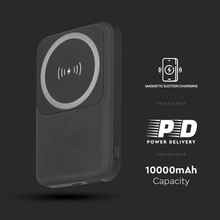 Магнитна Безжична Външна Батерия 10000mah С Метален Ринг Черна SKU 23038 V-TAC