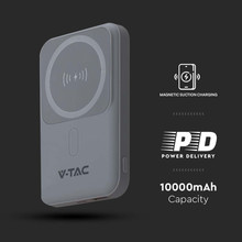 Магнитна Безжична Външна Батерия 10000mah С Метален Ринг Сива SKU 23040 V-TAC