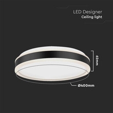 38W LED Designer Light Round Black Finish 4000K Dimmable