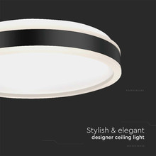 24W LED Designer Light Round Black Finish 4000K Dimmable