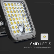 LED Соларен Прожектор 10W 6400K Бяло Тяло SKU 10314 V-TAC