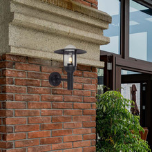 E27 Wall Lamp Holder Clear Glass Matt Black Body