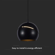 8.5W LED Hanging Lamp Φ180 Black Body 3000K
