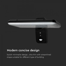 LED Соларна Стенна Лампа 15W 6000K+4000K с батерия Черна SKU 10315 V-TAC