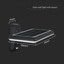 LED Соларна Стенна Лампа 15W 6000K+4000K с батерия Черна SKU 10315 V-TAC