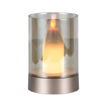 3W LED Candle Table Lamp 3000K Champagne Gold + Amber Glass