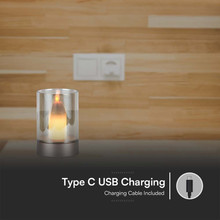 Декоративна Лампа 3W Свещ Шампанско + Амбър 3000К SKU 10566 V-TAC