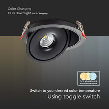 12W LED COB Downlight 3IN1 Black Body