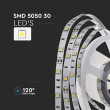 LED Лента 12V 3000K 30 диода 6W на метър SMD5050 SKU 212135 V-TAC