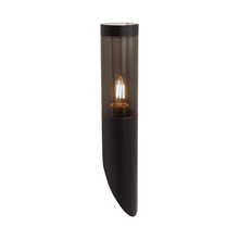 Bollard Garden Light Fitting  E27 (76mmx365x236mm) Smoke Plastic/SS Black Body IP44