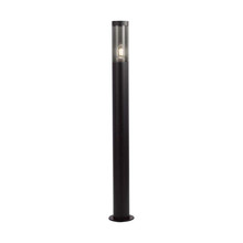 Bollard Garden Light Fitting  E27 (76mmx119x1000mm) Smoke Plastic/SS Black Body IP44