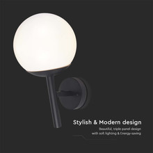 Wall Lamp  1*E27  Matt Black Opal Plastic C Ball Down