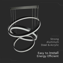 92W Soft Light Chandelier Dimmable Black 3000K