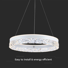 25W LED Designer Hanging Lamp Single Ring 3000K White Body