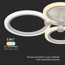 51W LED Ceiling Lamp 3 Step Dimmable With Remote Control White Body IP20