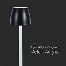 LED Настолна Лампа 3W Воден Ефект 3000K Черно Тяло SKU 23094 V-TAC