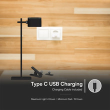 3W LED Магнитна Настолна Лампа С Батерия 1800mAh CCT: 3IN1 Черно Тяло SKU 23411 V-TAC