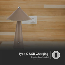 3W LED Магнитна Настолна Лампа С Батерия 4000mAh CCT: 3IN1 Кафяво Тяло Димираща SKU 23416 V-TAC