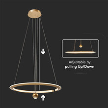 46W LED Hanging Pendant Lamp D600*1500mm 4000K Dimmable Brush Gold