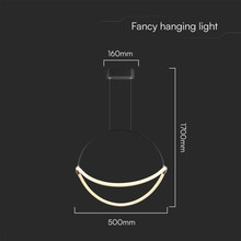 16W LED Handing Pendant Light WIth 1.5m Wire 600mm 3000K Black Body