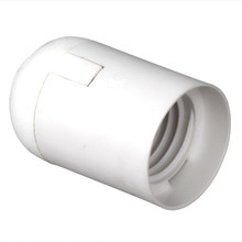 Plastic lamp socket E27, smooth, white (50pcs.)