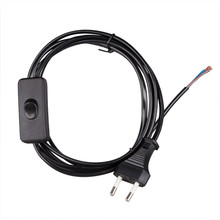 Power cable with plug and switch, black