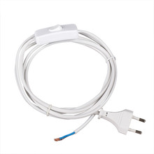 Power cable with plug and switch, white