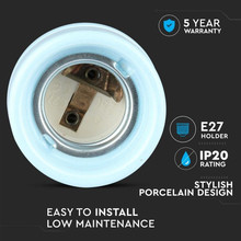 SKU 3798 Фасунга Порцелан E27 Син с марка V-TAC