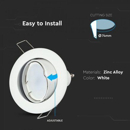 GU10 Fitting Round Movable White 