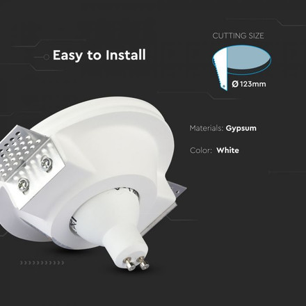 SKU 3640 GU10 Гипсова Отливка Кръг Плитка ф120 Бял с марка V-TAC