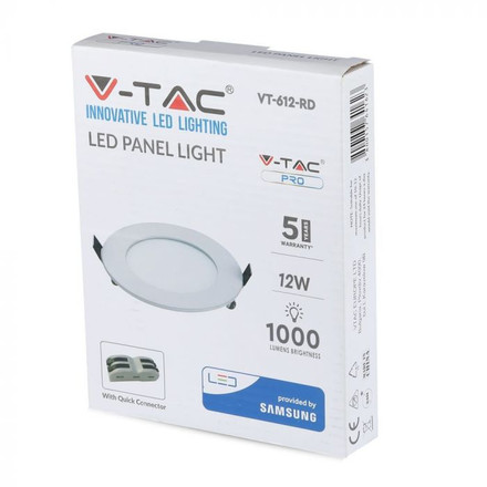 SKU 712 12W LED Панел Premium SAMSUNG Чип Кръг 3000K с марка V-TAC