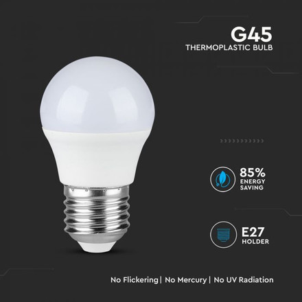 LED Крушка Е27 4.5W SAMSUNG ЧИП A++ G45 6400K SKU 263 V-TAC