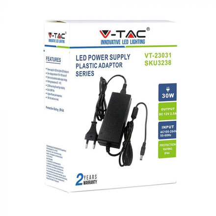 LED Power Supply - 30W 12V 2.5A Plastic IP44