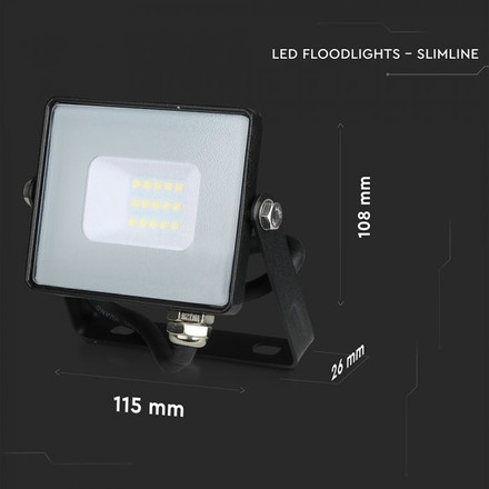 10W LED Floodlight SMD SAMSUNG CHIP Black Body 3000K
