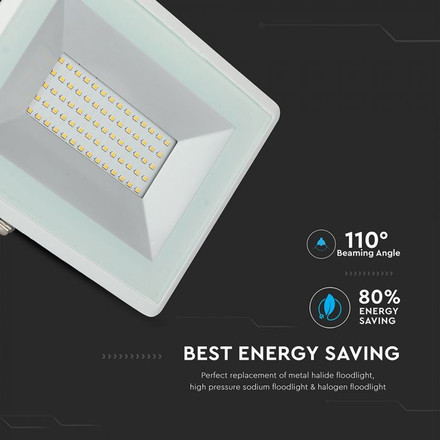 LED Прожектор 50W 4000К IP65 E-Series Бяло Тяло SKU 5962 V-TAC