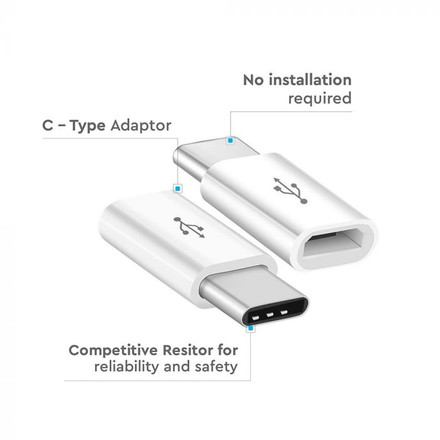 Micro USB To Type C Adaptor White