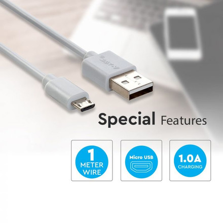 SKU 8480 1 M Micro USB Кабел Бял - Pearl Серия с марка V-TAC