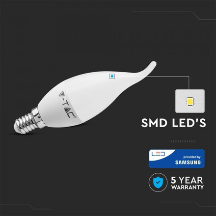 LED Крушка Е14 5.5W 6400K SAMSUNG ЧИП Кендъл Пламък SKU 119 V-TAC