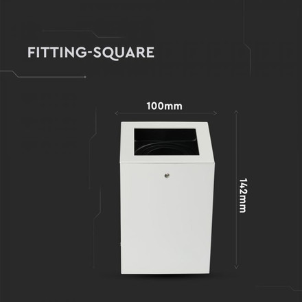 GU10 Fitting Surface Square White 