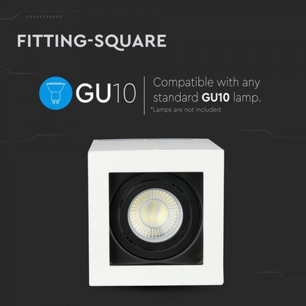 GU10 Fitting Surface Square White 