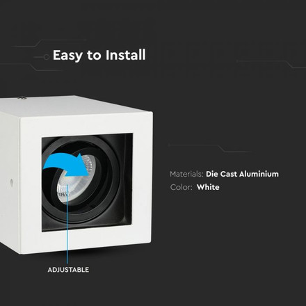 GU10 Fitting Surface Square White 