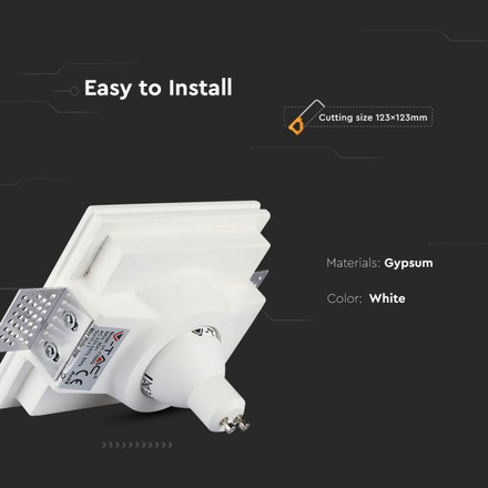 SKU 3641 GU10 Гипсова Отливка Квадрат Плитка 120х120 Бял с марка V-TAC